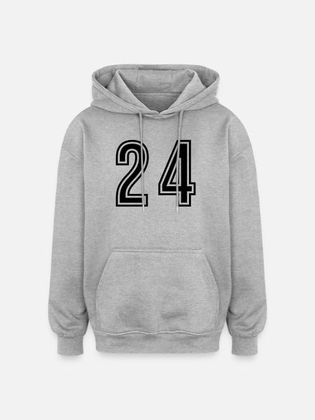 24 Symbole numérique - Sweat à capuche oversize unisexe - gris chiné