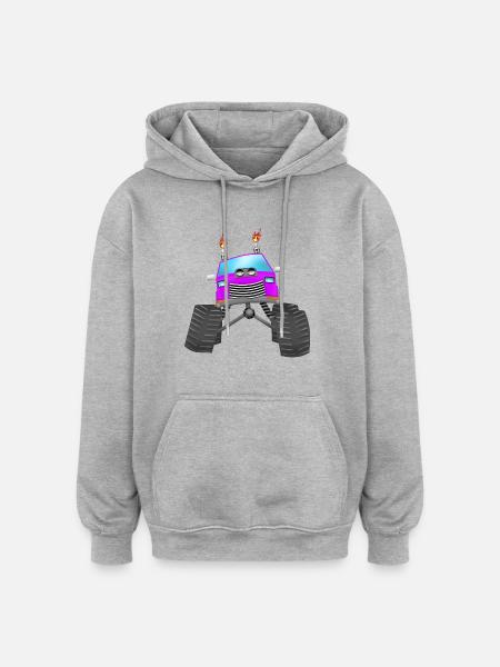 Monstertruck - Oversized Unisex Hoodie - Grau meliert