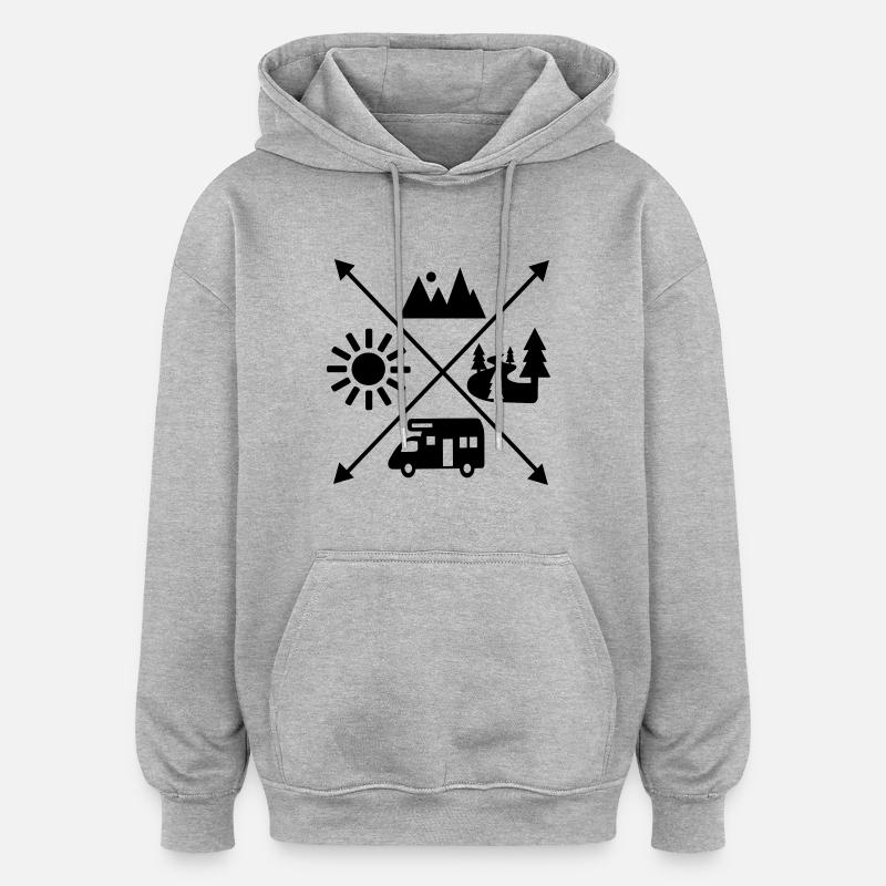 Camping-car - Sweat à capuche oversize unisexe - gris chiné