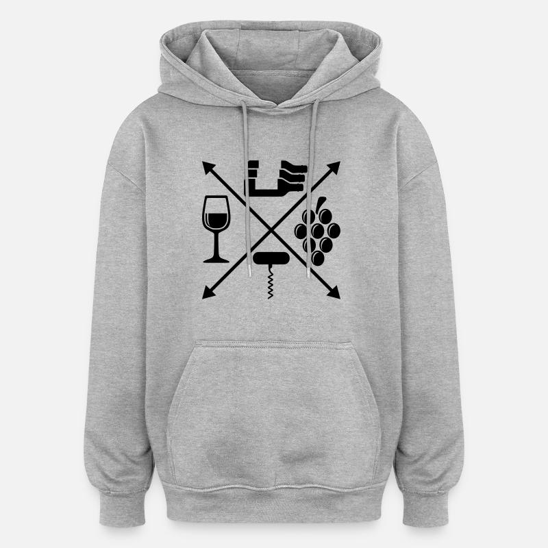 Du vin - Sweat à capuche oversize unisexe - gris chiné