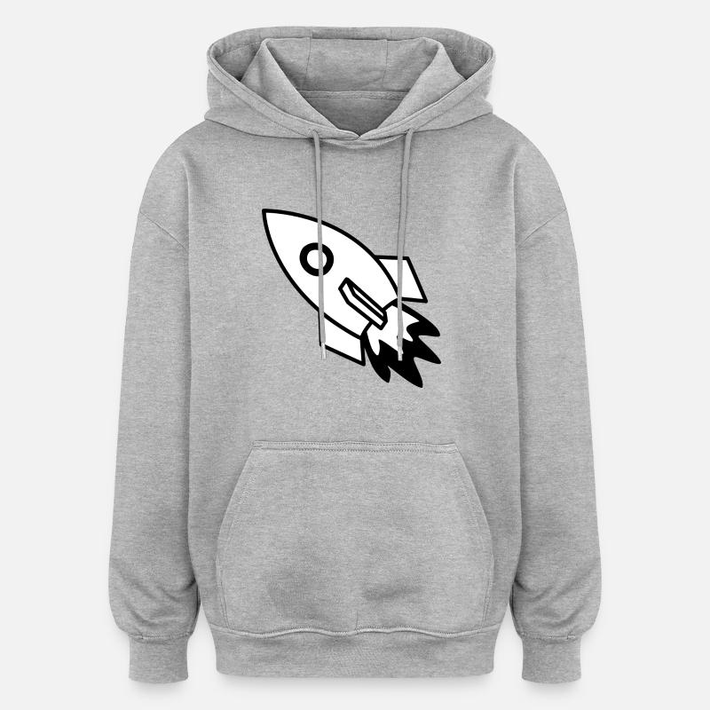 Rakete schwarz - Oversized Unisex Hoodie - Grau meliert
