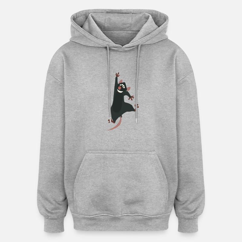 animal Souris graphique - Sweat à capuche oversize unisexe - gris chiné