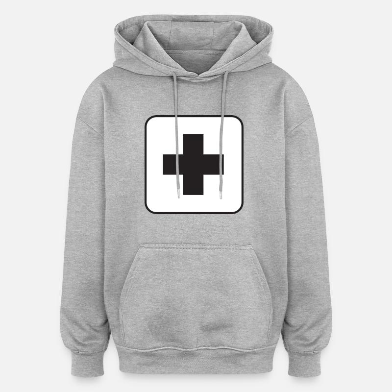 Erste Hilfe - Oversized Unisex Hoodie - Grau meliert