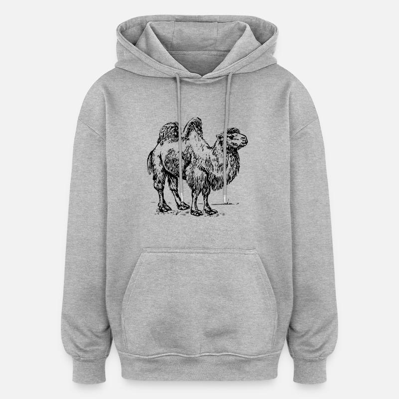 Kamel - Oversized Unisex Hoodie - Grau meliert