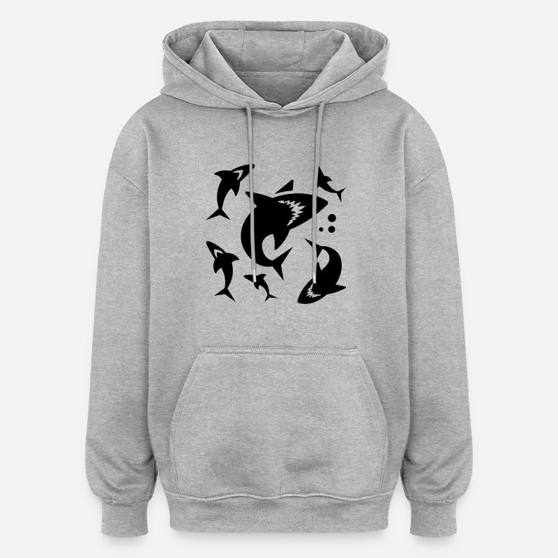 Hai - aileron de requin - Sweat à capuche oversize unisexe - gris chiné