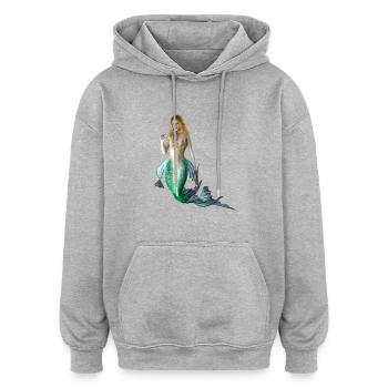 Meerjungfrau sexy nackte Frau als Geschenkidee - Oversized Unisex Hoodie - Grau meliert - Vorne - Noah (186cm)
