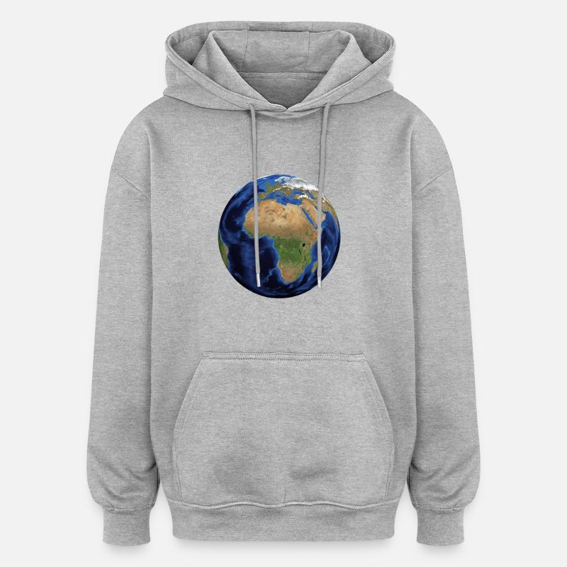 Globe du monde - Sweat à capuche oversize unisexe - gris chiné
