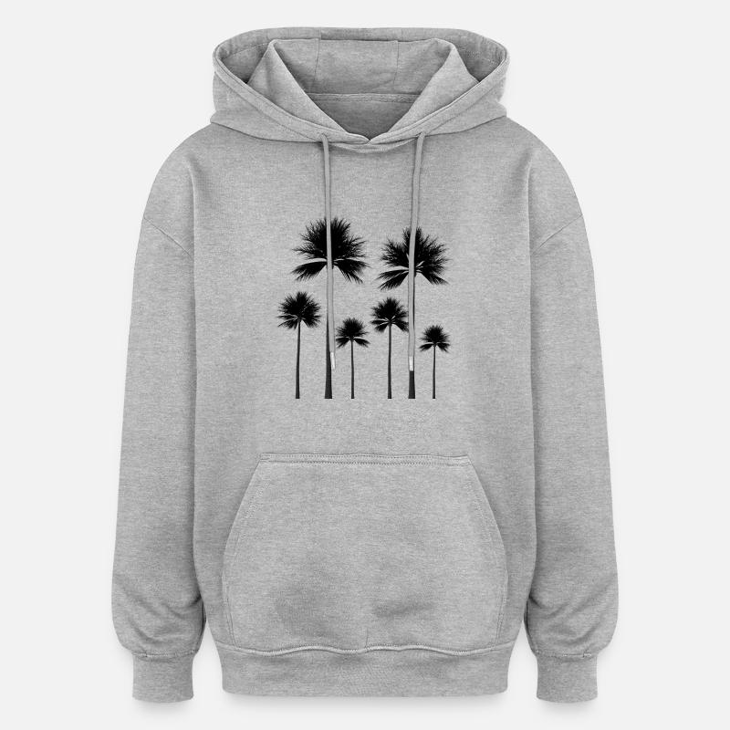 Palm trees silhouette summer gift - Oversized Unisex Hoodie - heather grey