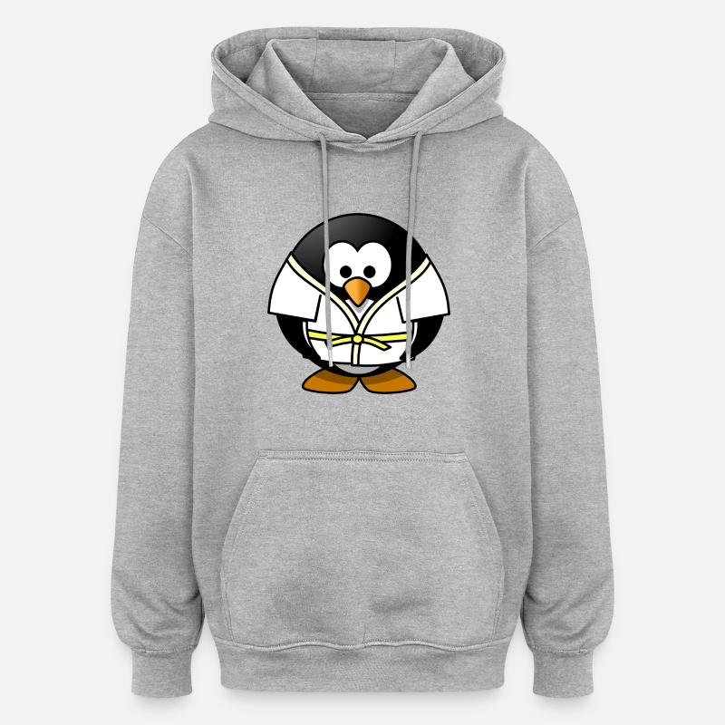 judo petit pingouin - Sweat à capuche oversize unisexe - gris chiné