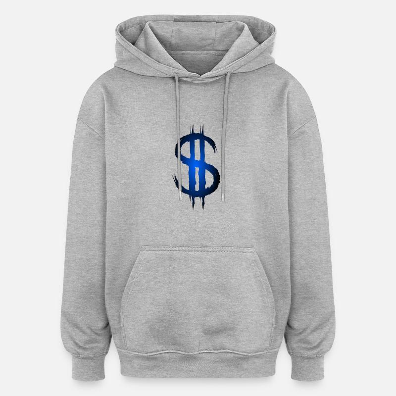 Signe dollar dollar argent symbole - Sweat à capuche oversize unisexe - gris chiné