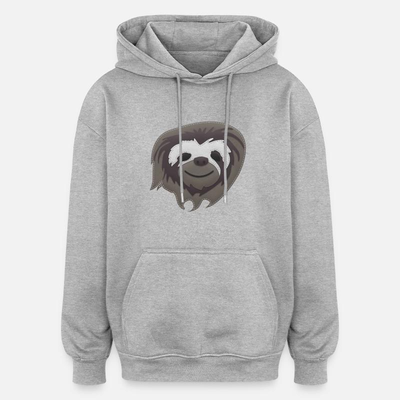 Paresseux écussons - Sweat à capuche oversize unisexe - gris chiné