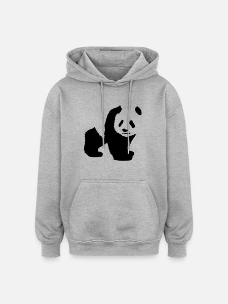 panda - Oversized Unisex Hoodie - heather grey