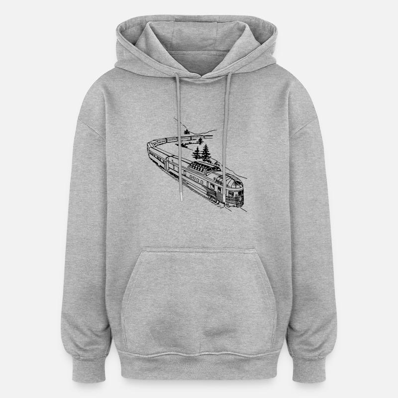 train - Sweat à capuche oversize unisexe - gris chiné