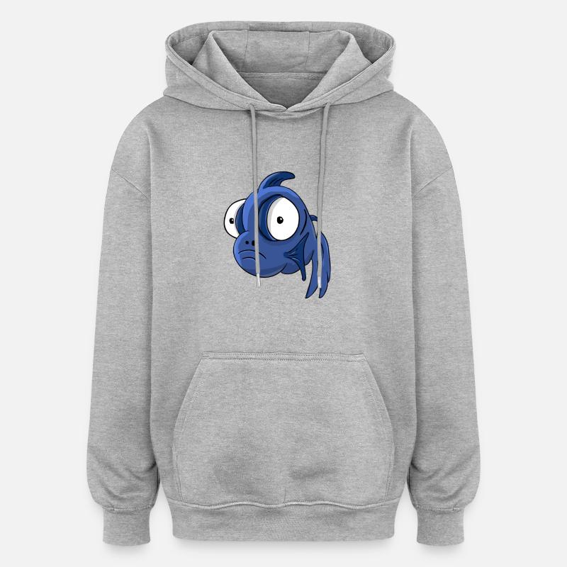 poisson - Sweat à capuche oversize unisexe - gris chiné