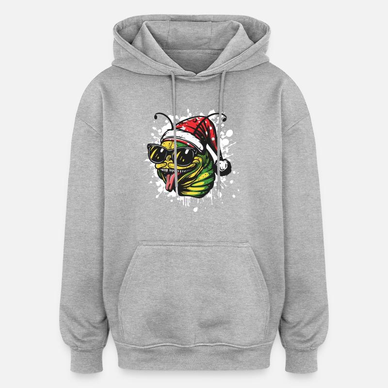 Ver Noël Drôle - Sweat à capuche oversize unisexe - gris chiné