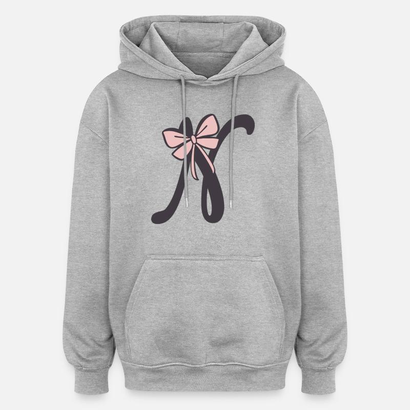 Anfangsbuchstabe N Schleifchen - Oversized Unisex Hoodie - Grau meliert