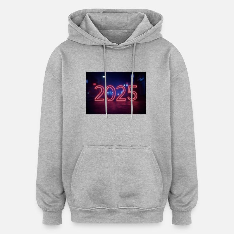 2025 - Sweat à capuche oversize unisexe - gris chiné