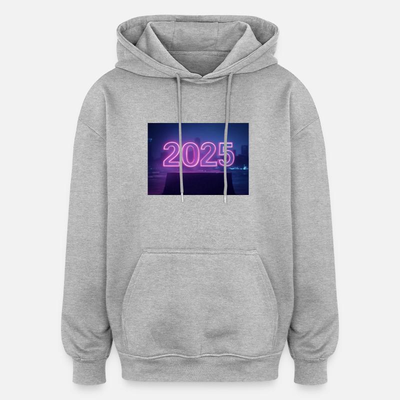 2025 style - Sweat à capuche oversize unisexe - gris chiné