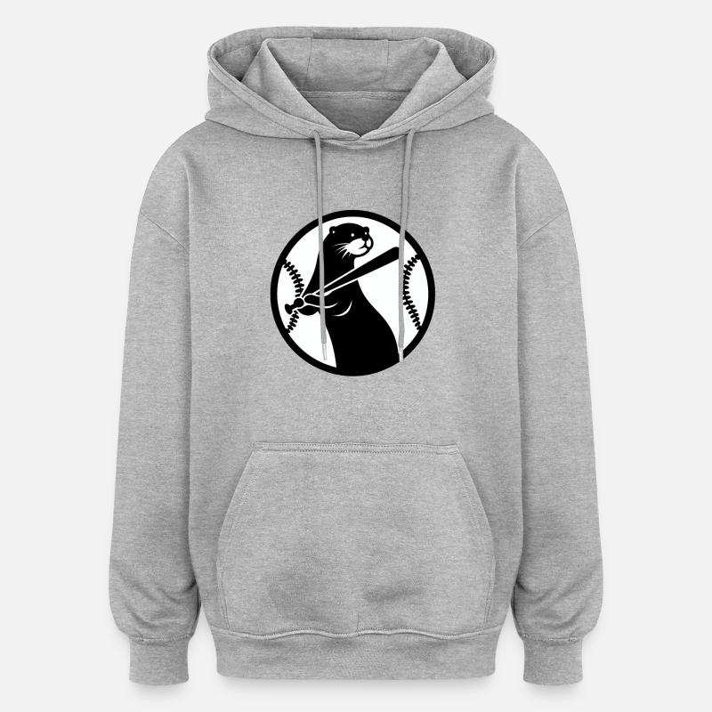 Silhouette de Baseball de loutre - Sweat à capuche oversize unisexe - gris chiné