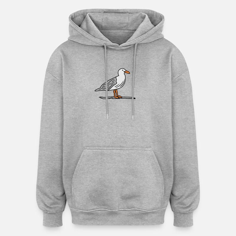 Mouette sur pierre - Sweat à capuche oversize unisexe - gris chiné