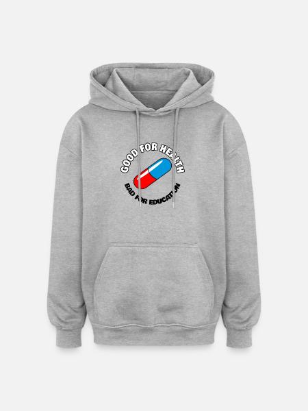 Capsule with the slogan Good for health - Oversized Unisex Hoodie - heather grey