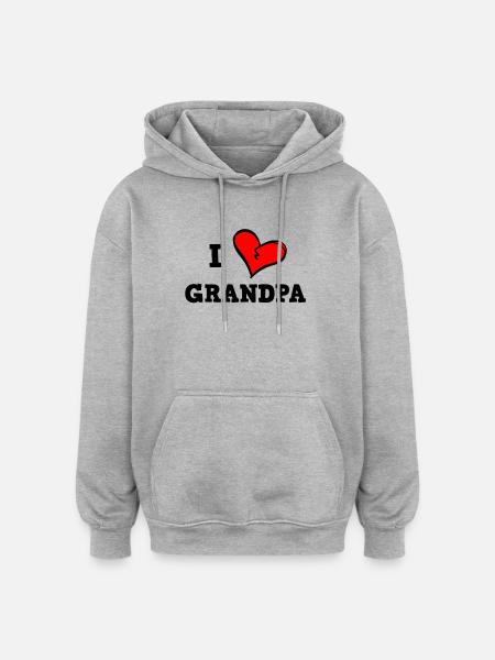 Ich liebe Opa - Oversized Unisex Hoodie - Grau meliert