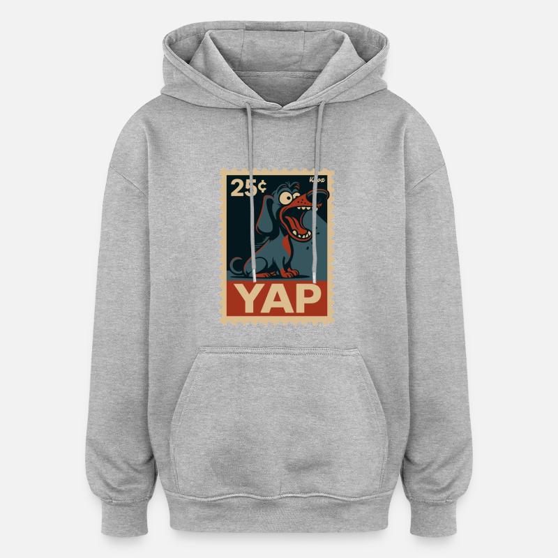 Comic-Dackel auf Briefmarke - Oversized Unisex Hoodie - Grau meliert