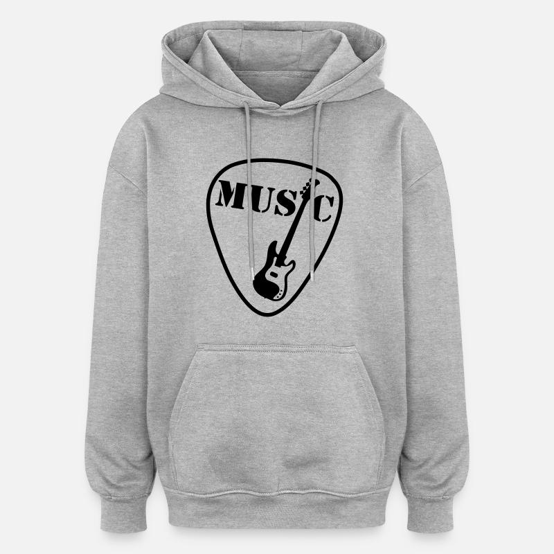 guitare plectre - Sweat à capuche oversize unisexe - gris chiné