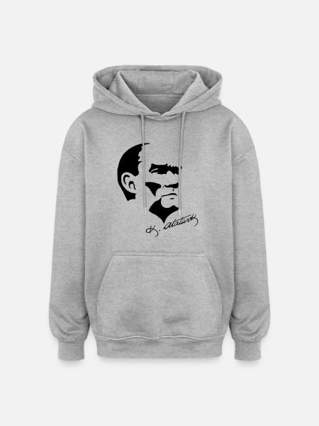 Atatürk 2 - Sweat à capuche oversize unisexe - gris chiné