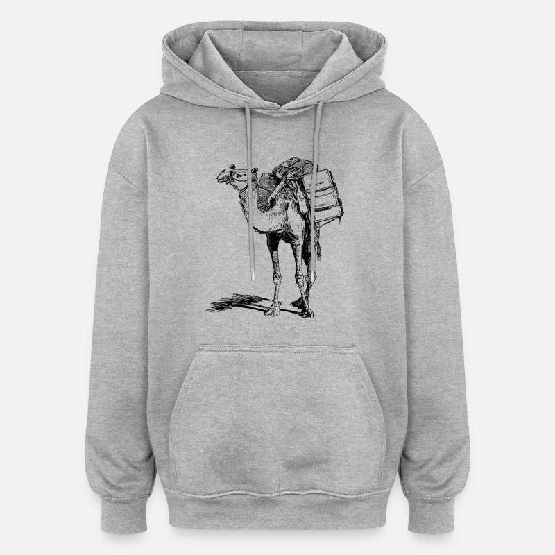 Kamel - Oversized Unisex Hoodie - Grau meliert