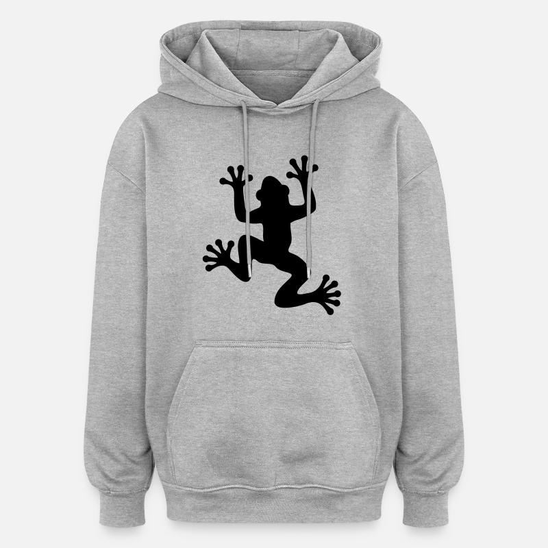 Frosch / Frog Silhouette - Oversized Unisex Hoodie - Grau meliert