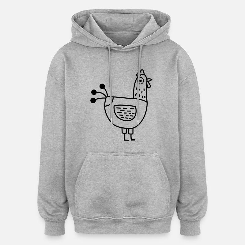 poulet - Sweat à capuche oversize unisexe - gris chiné