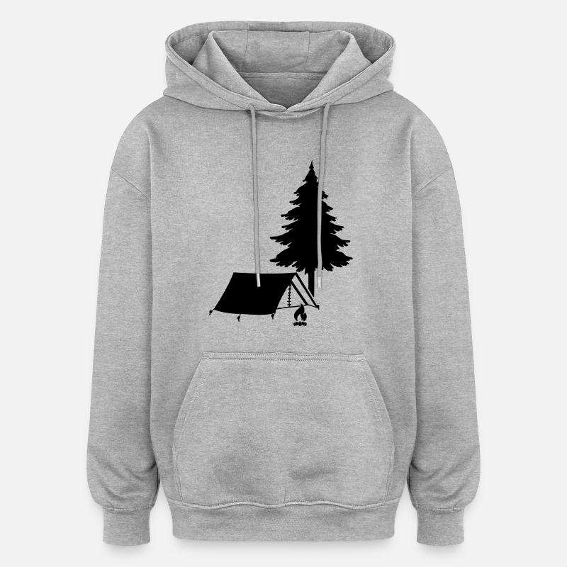 Campingplatz - Oversized Unisex Hoodie - Grau meliert