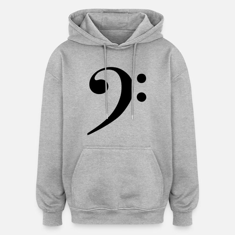 cle de fa note musique - Sweat à capuche oversize unisexe - gris chiné