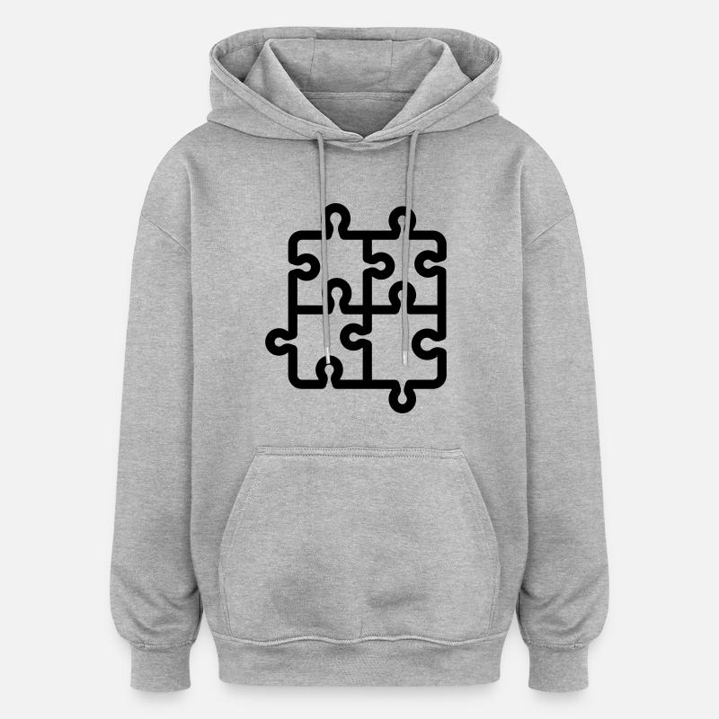 pièces de puzzle - Sweat à capuche oversize unisexe - gris chiné