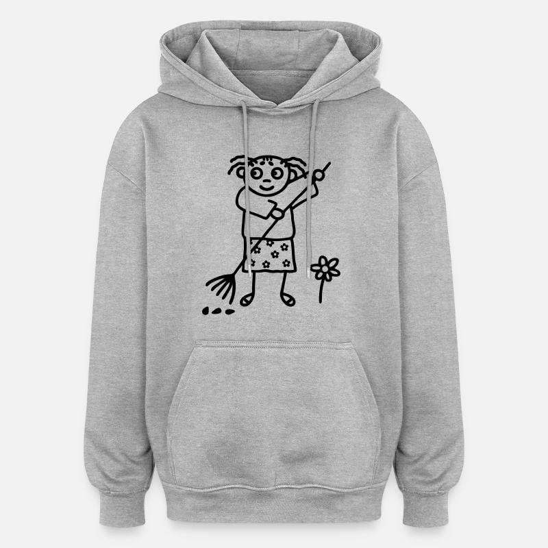 Gartenarbeit Gärtnerin - Oversized Unisex Hoodie - Grau meliert