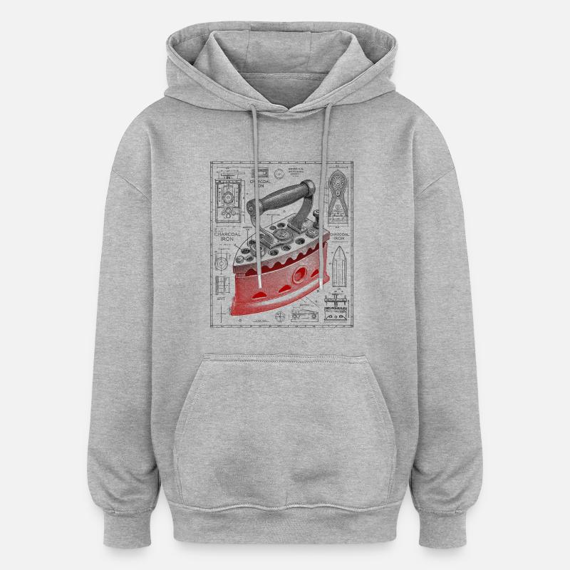 Fer - Sweat à capuche oversize unisexe - gris chiné