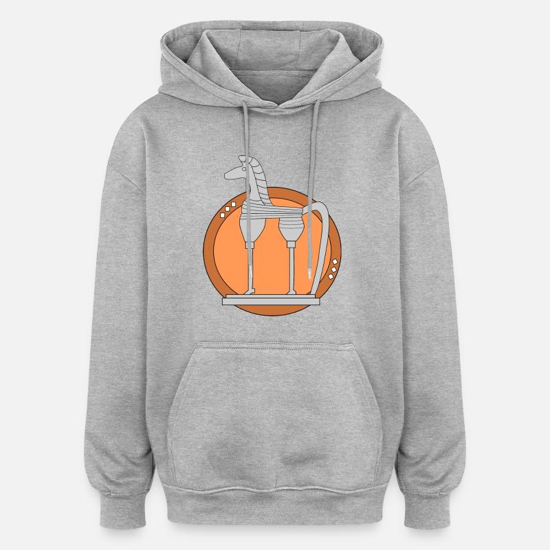 Cheval étrusque - Sweat à capuche oversize unisexe - gris chiné