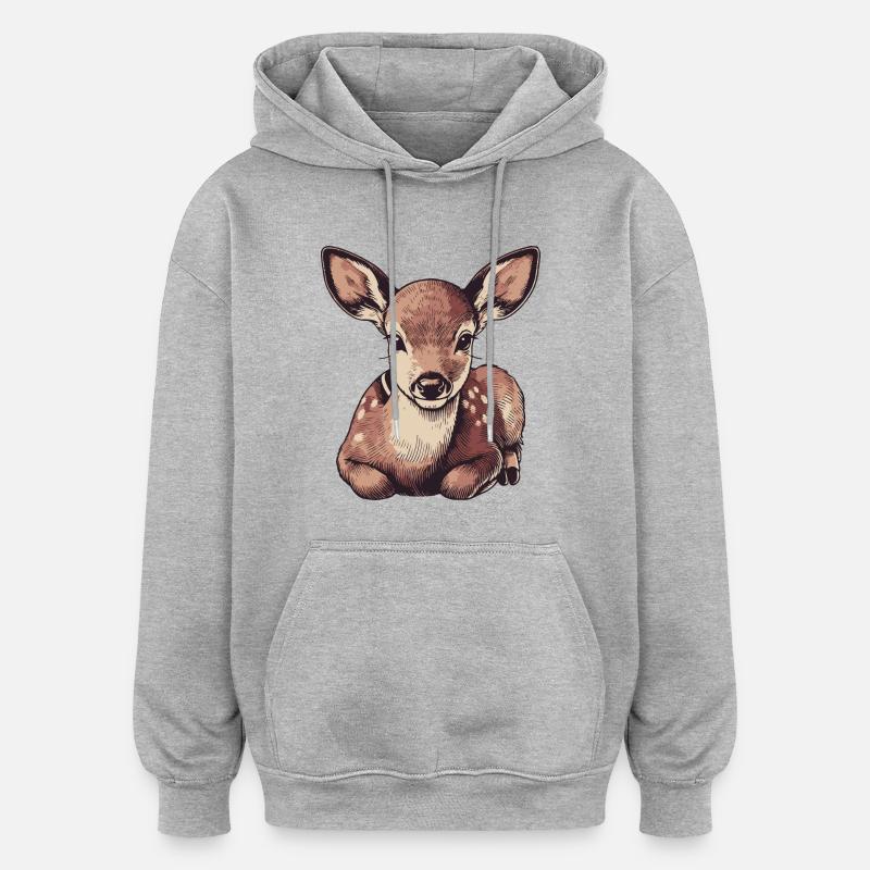 Chevreuil - Sweat à capuche oversize unisexe - gris chiné