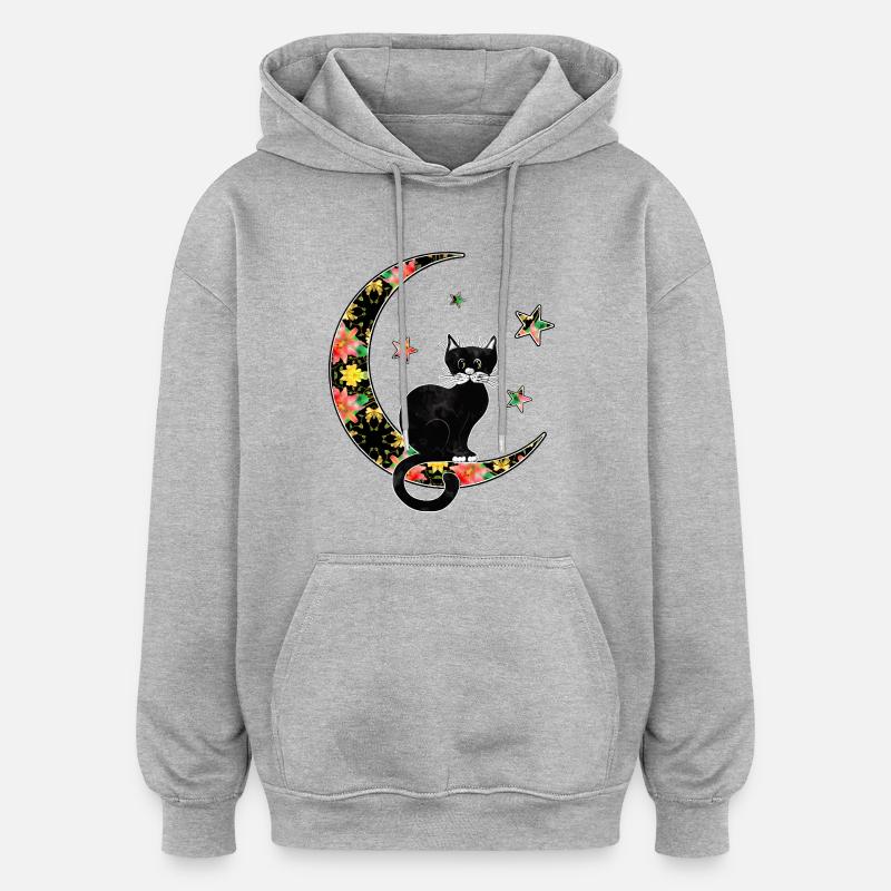 Chat - Sweat à capuche oversize unisexe - gris chiné