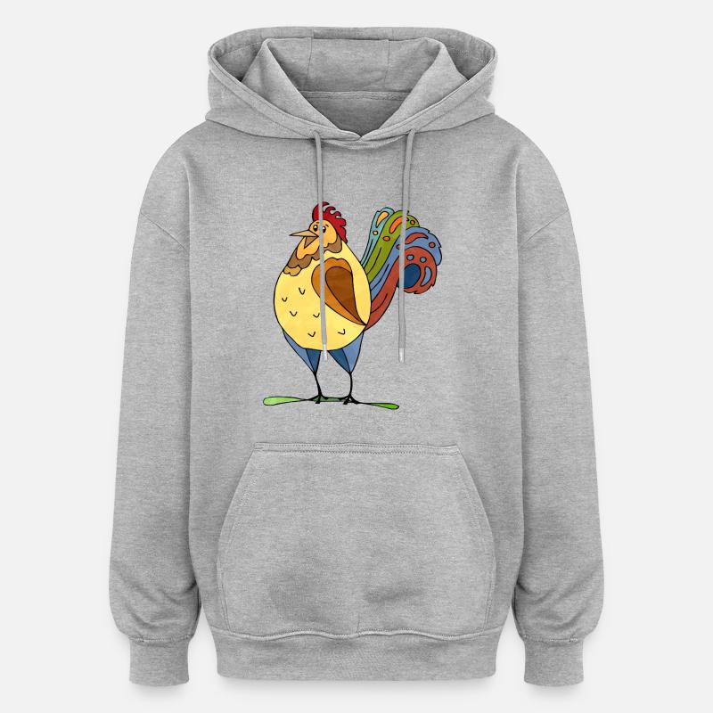 Coq - Sweat à capuche oversize unisexe - gris chiné