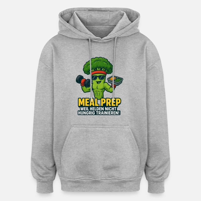 Préparation de repas Brocoli - Sweat à capuche oversize unisexe - gris chiné