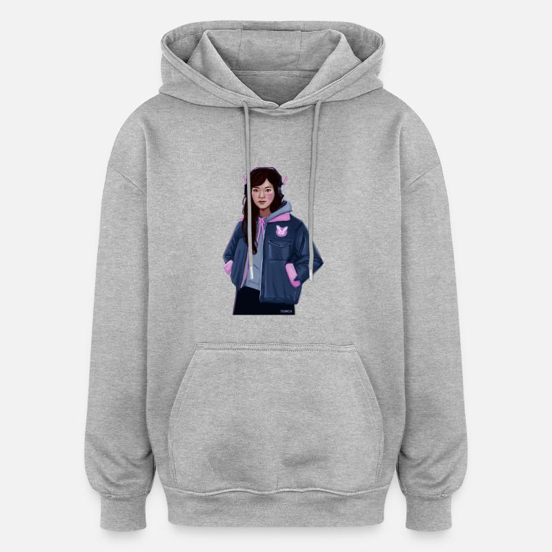 D Va - Sweat à capuche oversize unisexe - gris chiné