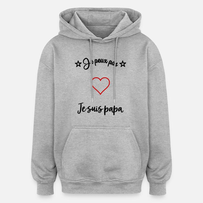 PAPA - Sweat à capuche oversize unisexe - gris chiné