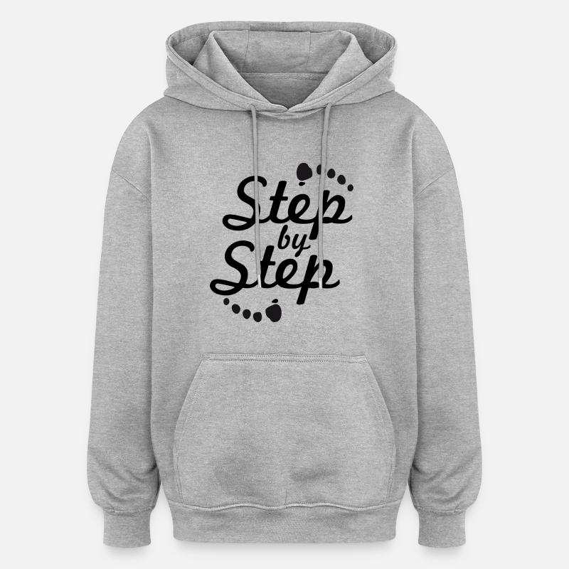 step by step 2 - Sweat à capuche oversize unisexe - gris chiné