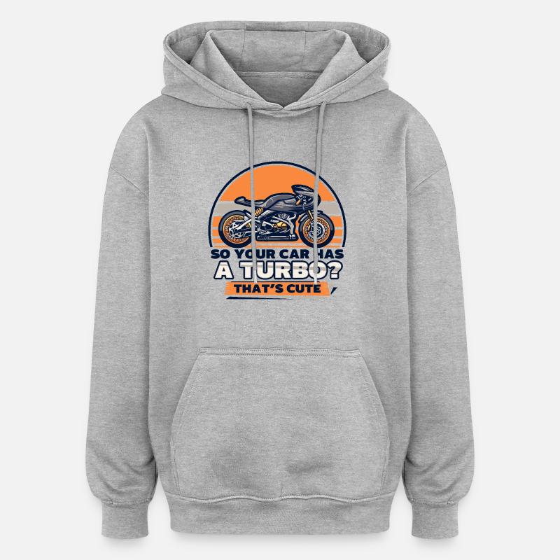 Moto de course - Sweat à capuche oversize unisexe - gris chiné