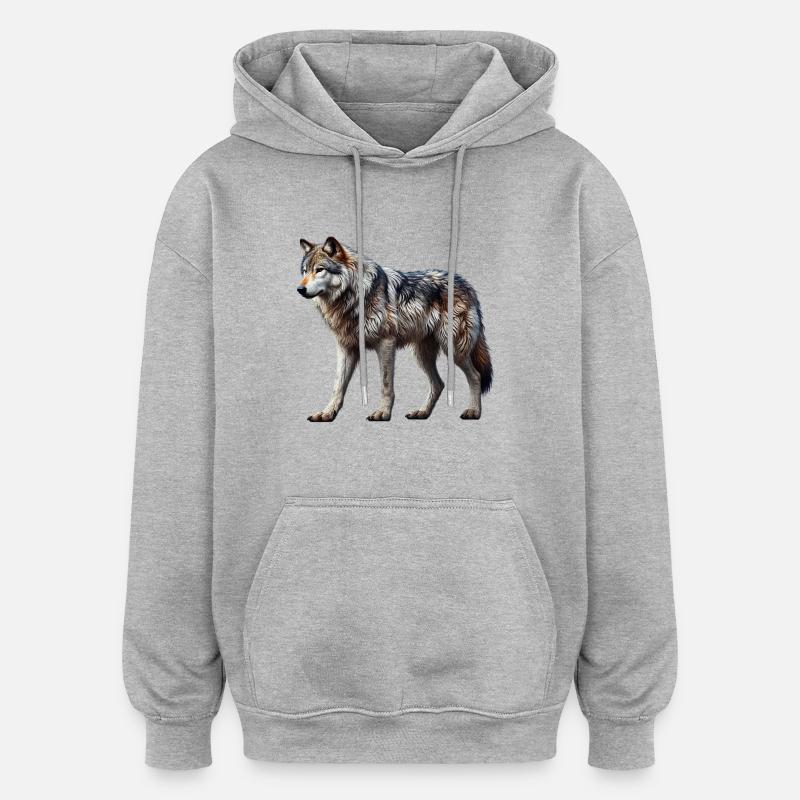 Loup - Sweat à capuche oversize unisexe - gris chiné
