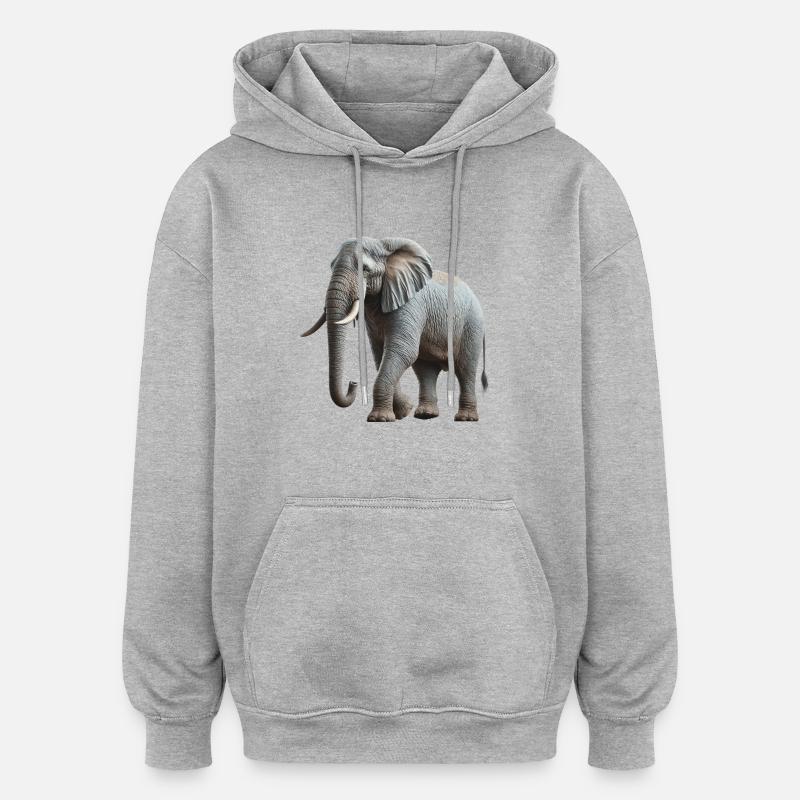 Éléphant - Sweat à capuche oversize unisexe - gris chiné