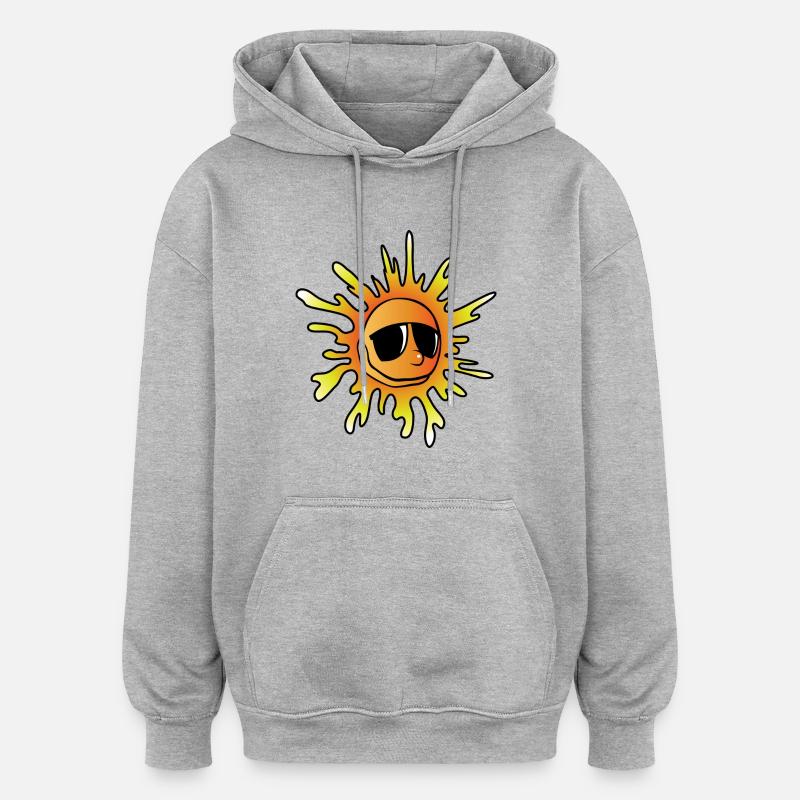 Sonne Comic - Oversized Unisex Hoodie - Grau meliert