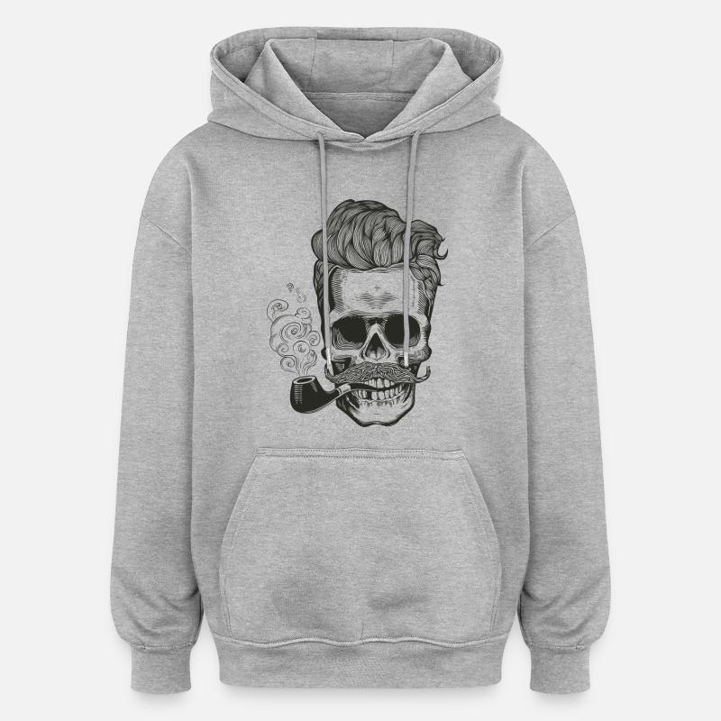 skull_pipe - Sweat à capuche oversize unisexe - gris chiné